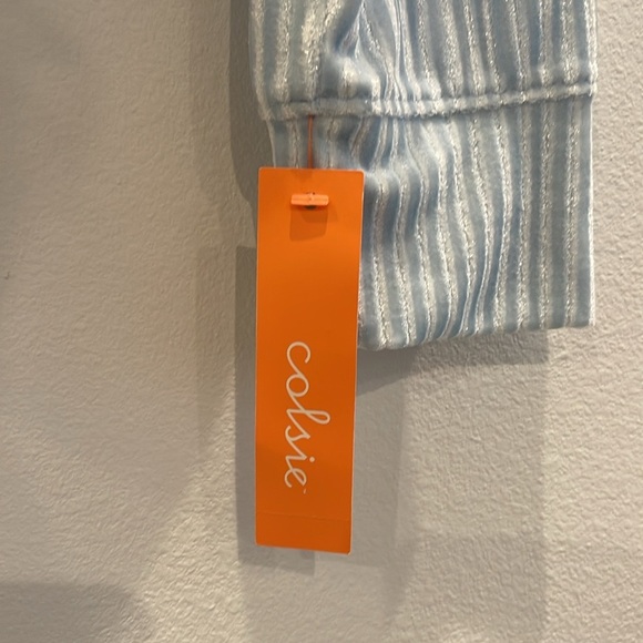 NWT Colsie Hoodie Velvet Ribbed Zip-up Hooded Sweatshirt Baby Blue Size S - Picture 3 of 6